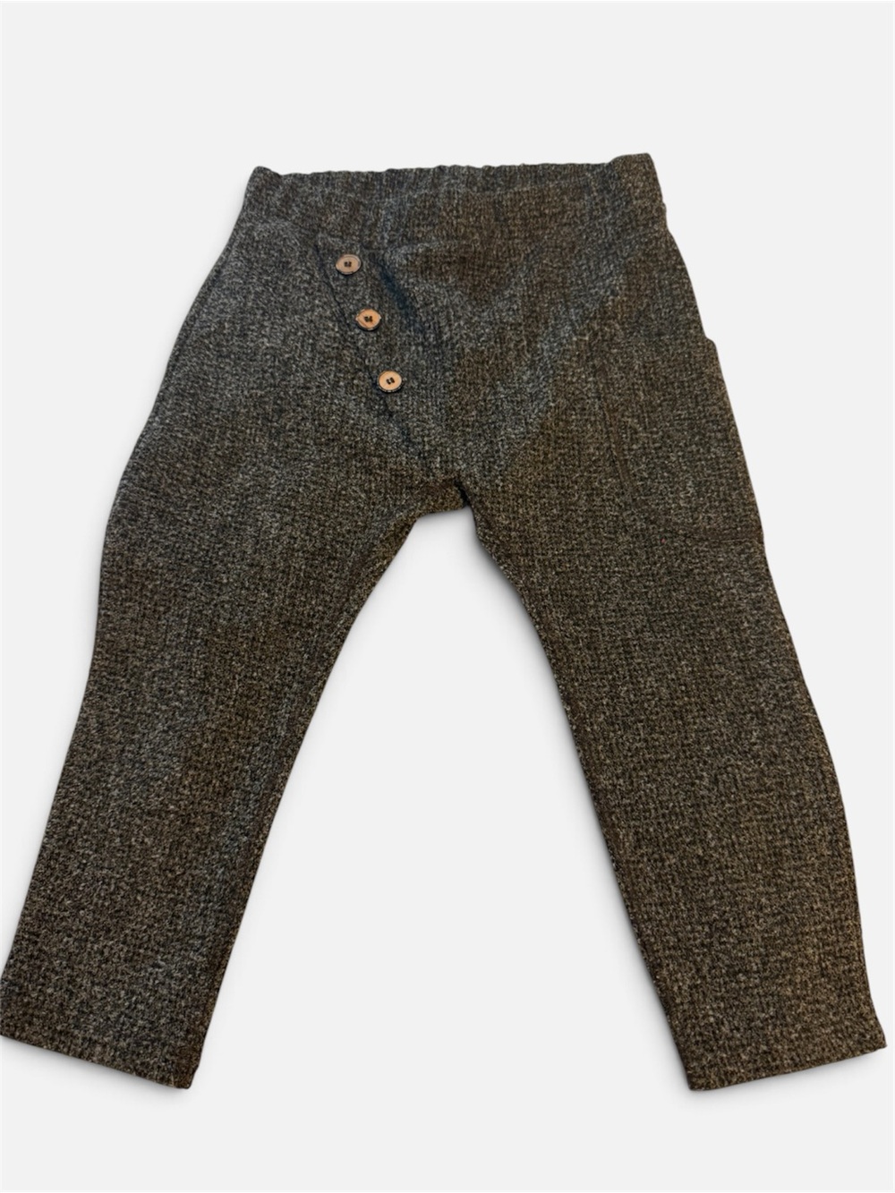Zara Toddler Boys Knit Button-Accent Pants in Charcoal Gray